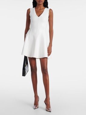 V-Neck Sleeveless Fit-and-Flare Dress in White